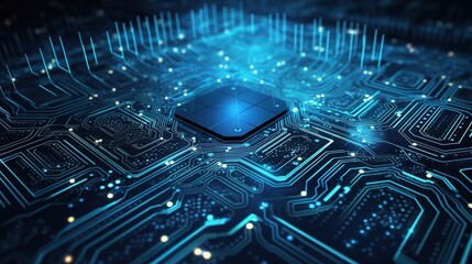 Poster - Futuristic Circuit Board Design with Blue Highlights