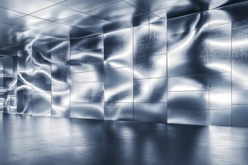 Poster - Futuristic multifunctional wall design with metallic texture for modern interior spaces