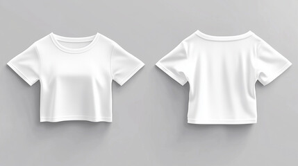 Blank white crop top template front and back