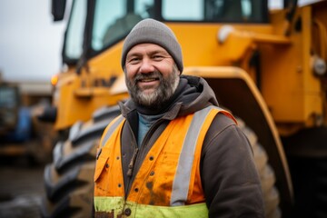 Wall Mural - Portrait of a smiling male heavy machinery driver