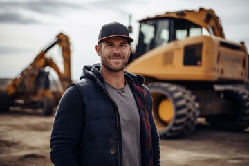 Wall Mural - Portrait of a smiling male heavy machinery driver