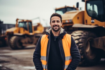 Wall Mural - Portrait of a smiling male heavy machinery driver