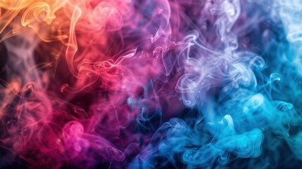 Wall Mural - Colorful smoke swirls against a dark background. AI.