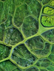 Canvas Print - Close-up view of a green leaf's intricate veins. AI.