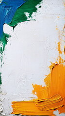 Poster - Modern vertical social media banner India Republic Day backdrop with a clean white surface adorned by abstract saffron and green brush strokes, with an oversized blue Ashoka Chakra placed prominently.