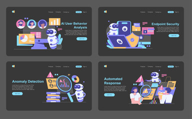 Poster - ai cybersecurity. flat vector illustration
