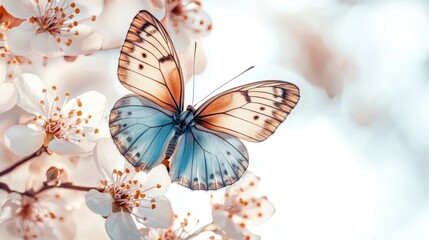 Wall Mural - A Beautiful Butterfly Gracing a Delightfully Blossoming Flower in Natures Magnificence