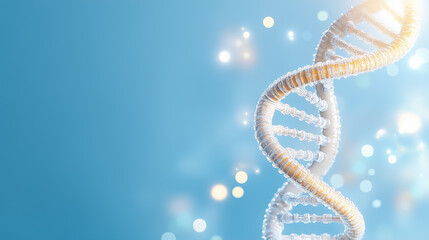 Poster - A stunning DNA helix model stands out beautifully against a serene blue backdrop, symbolizing life complexity