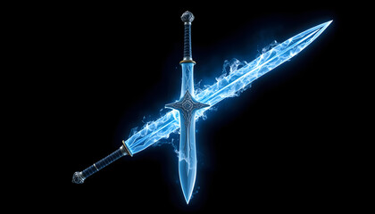 appearance of magic sword isolated with white highlights, png