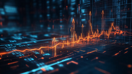 Poster - A dynamic graph showcases financial growth with ascending lines and arrows, reflecting a promising economic trend