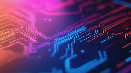 Poster - Colorful Microchip Circuit Background