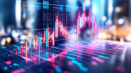 Poster - A captivating digital rendering illustrates fluctuating stock market data with intense, colorful lines and patterns