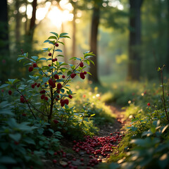 Aufkleber - autumn forest in the morning