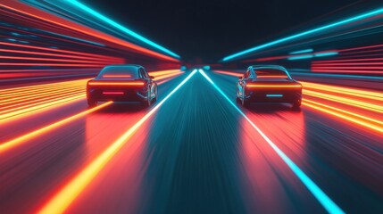 Poster - Futuristic Electric Cars in Motion