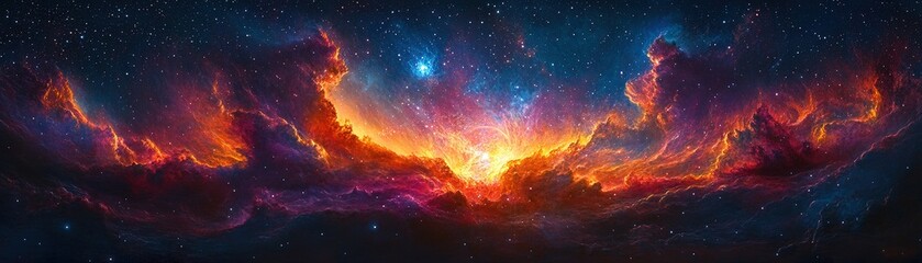 Wall Mural - explore the majestic beauty of cosmic clouds illuminated by stars in a vibrant galactic scene