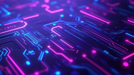 Poster - Futuristic AI Chip Installation with Neon Highlights