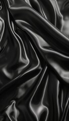 Poster - The fabric beautifully reflects light, showcasing its smooth, glossy texture. The drapes create intriguing folds and shadows, emphasizing its luxurious appearance in a soft setting.