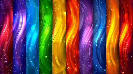 Poster - Colorful waves swirl gracefully in a stunning rainbow pattern, creating a vibrant display.