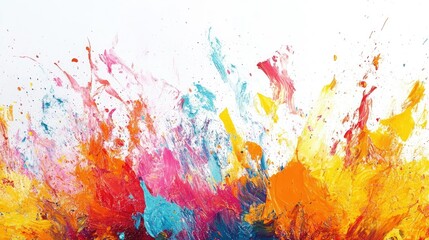 Aufkleber - An explosion of colors as paint splashes through the air, creating a vibrant and dynamic scene against a pristine white background.
