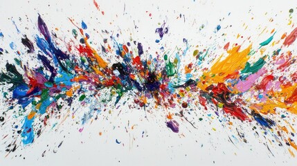 Aufkleber - An explosion of colors as paint splashes through the air, creating a vibrant and dynamic scene against a pristine white background.