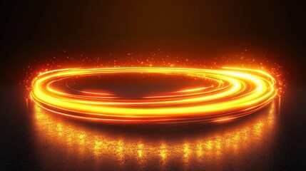 Leinwandbilder - Fiery Neon Circle on Dark Background, Representing Energy, Power, and Modern Design in Digital Art, Generative AI
