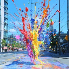 Aufkleber - Colorful Paint Splashes Captured in Mid-Air
