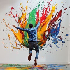 Aufkleber - Colorful Paint Splashes Captured in Mid-Air