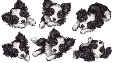 Poster - Collection of Playful Border Collie Dogs on a Transparent Background Generative AI