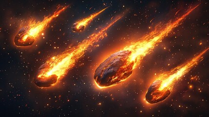 Wall Mural - exploring the awe-inspiring journey of fiery meteors through the cosmic night sky