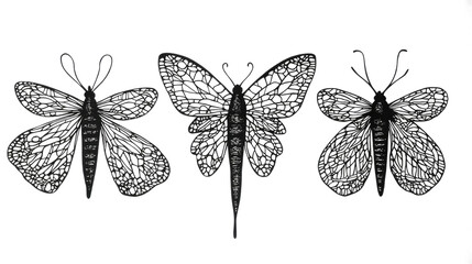 Poster - Minimalist Butterfly Silhouettes on Transparent Background Generative AI