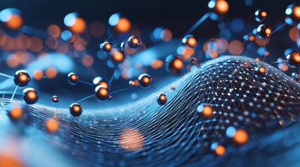Poster - Abstract Digital Wave with Nodes and Connections