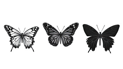 Poster - Minimalist Collection of Black and White Butterfly Silhouettes Generative AI