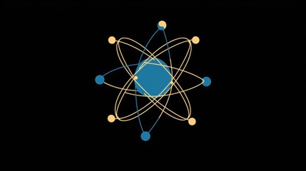 Poster - Abstract Atom Graphic on Black Background