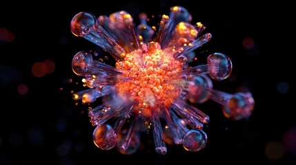 Poster - close-up view of vibrant virus structure
