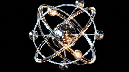 Poster - modern atom structure on black background