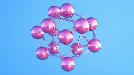 Poster - abstract molecular structure on blue background