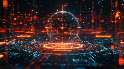 Poster - Futuristic Digital Sphere in Sci-Fi Environment