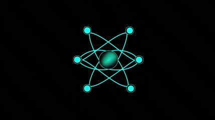 Abstract Atomic Structure with Neon Glow Effect