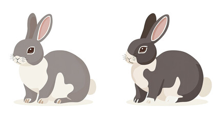 Poster - Cute Rabbits Collection With Various Poses on a Transparent Background Generative AI