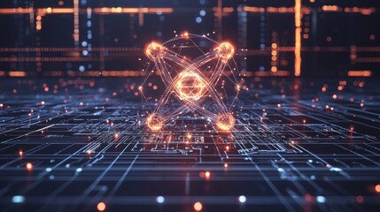 Poster - abstract technology background with digital lines
