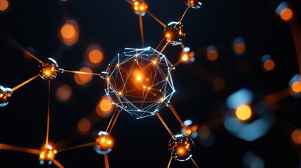 Poster - abstract network structure with orange lighting effects