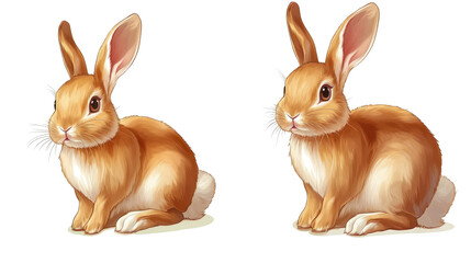 Poster - Charming Collection of Cute Rabbits on a Transparent Background Generative AI