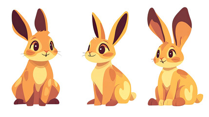 Poster - Charming Collection of Cute Rabbits on a Transparent Background Generative AI