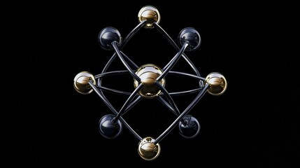 Poster - Abstract Atomic Model with Gold and Black Elements