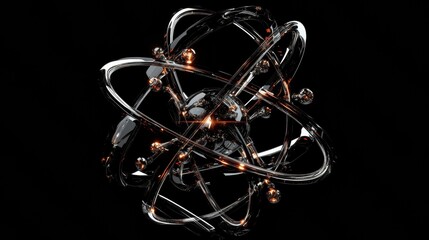 Poster - Abstract Atom Model with Glowing Electrons