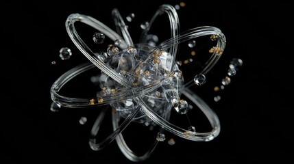 Poster - Abstract Molecular Structure with Shiny Particles
