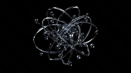 Poster - Abstract 3D Atom Model on Black Background