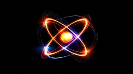 Poster - Vibrant Atomic Model with Bright Colors and Energy Effects