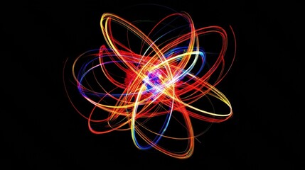 Poster - Vibrant Abstract Light Swirls in Dark Background