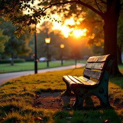 Aufkleber - bench in autumn park